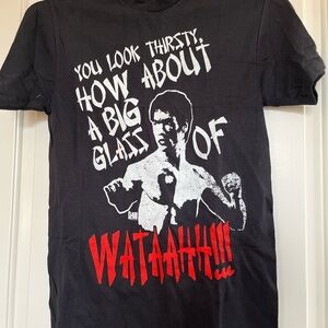 Black Graphic Tee with Red and White Design